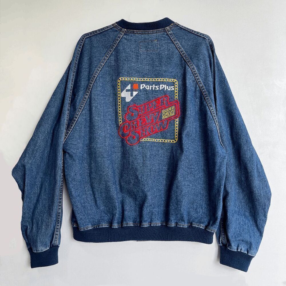 Vintage 90s Super Chevy Show Embroidered Denim Jacket Unisex LG USA
